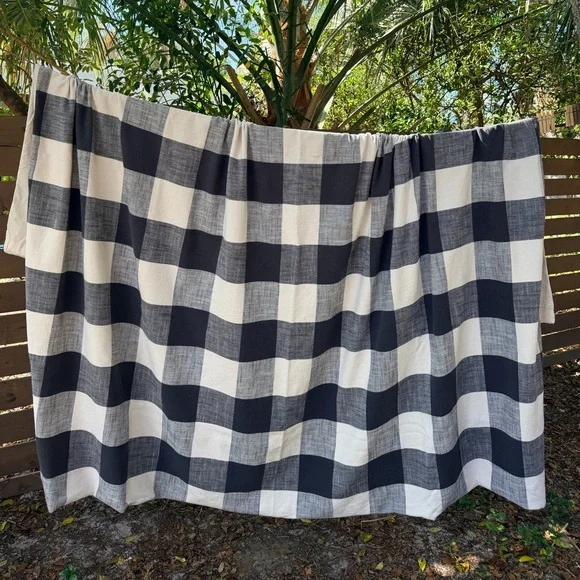 Pottery Barn Buffalo Check Duvet Cover King/Cal King Black Ivory 100% Cotton - Picture 7 of 12